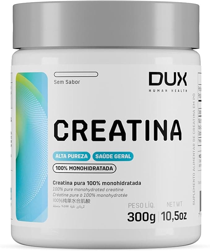 Creatina Monohidratada Sem Sabor - Pote 300g - Suplementação Treino Academia, Ganho Muscular Hipertrofia, Força Energia Resistência, Suplementos Naturais - DUX HUMAN HEALTH